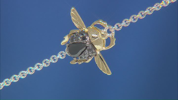 Enchanted Disney Villains Jafar Beetle Bracelet Onyx & Diamond Rhodium & 14k Yellow Gold Over Silver Video Thumbnail