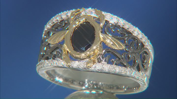 Enchanted Disney Villains Jafar Ring Onyx & Diamond Rhodium & 14k Yellow Gold Over Silver 1.30ctw Video Thumbnail