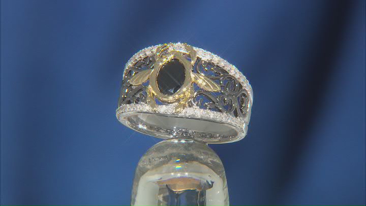 Enchanted Disney Villains Jafar Ring Onyx & Diamond Rhodium & 14k Yellow Gold Over Silver 1.30ctw Video Thumbnail