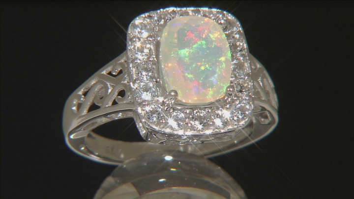 Ethiopian Opal Rhodium Over Sterling Silver Ring 2.06ctw Video Thumbnail