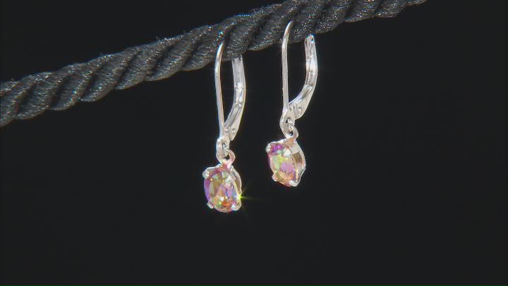 Multi Color Assorted Mystic Topaz® 5 Pairs Rhodium Over Silver Dangle Earrings Set 7.43ctw Video Thumbnail