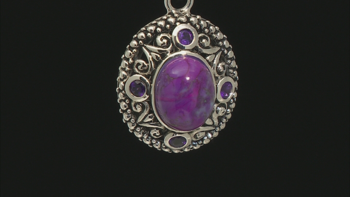 Purple Turquoise And Amethyst Sterling Silver Pendant With Chain .34ctw Video Thumbnail