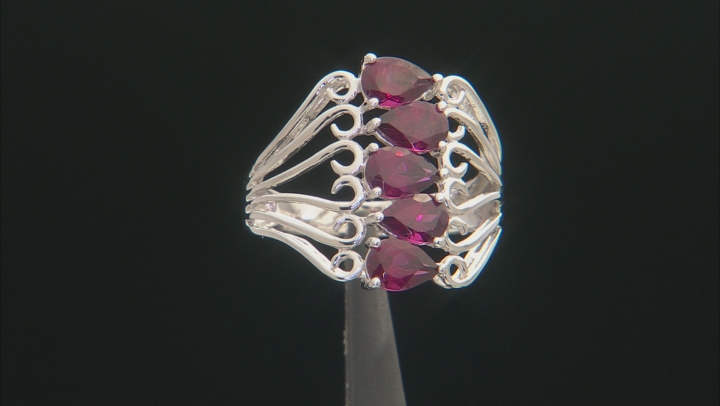 Raspberry Rhodolite Rhodium Over Sterling Silver Ring. 2.38ctw Video Thumbnail