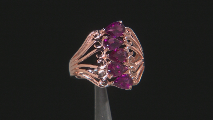 Raspberry Rhodolite 18k Rose Gold Over Sterling Silver 5-Stone Ring 2.38ctw Video Thumbnail