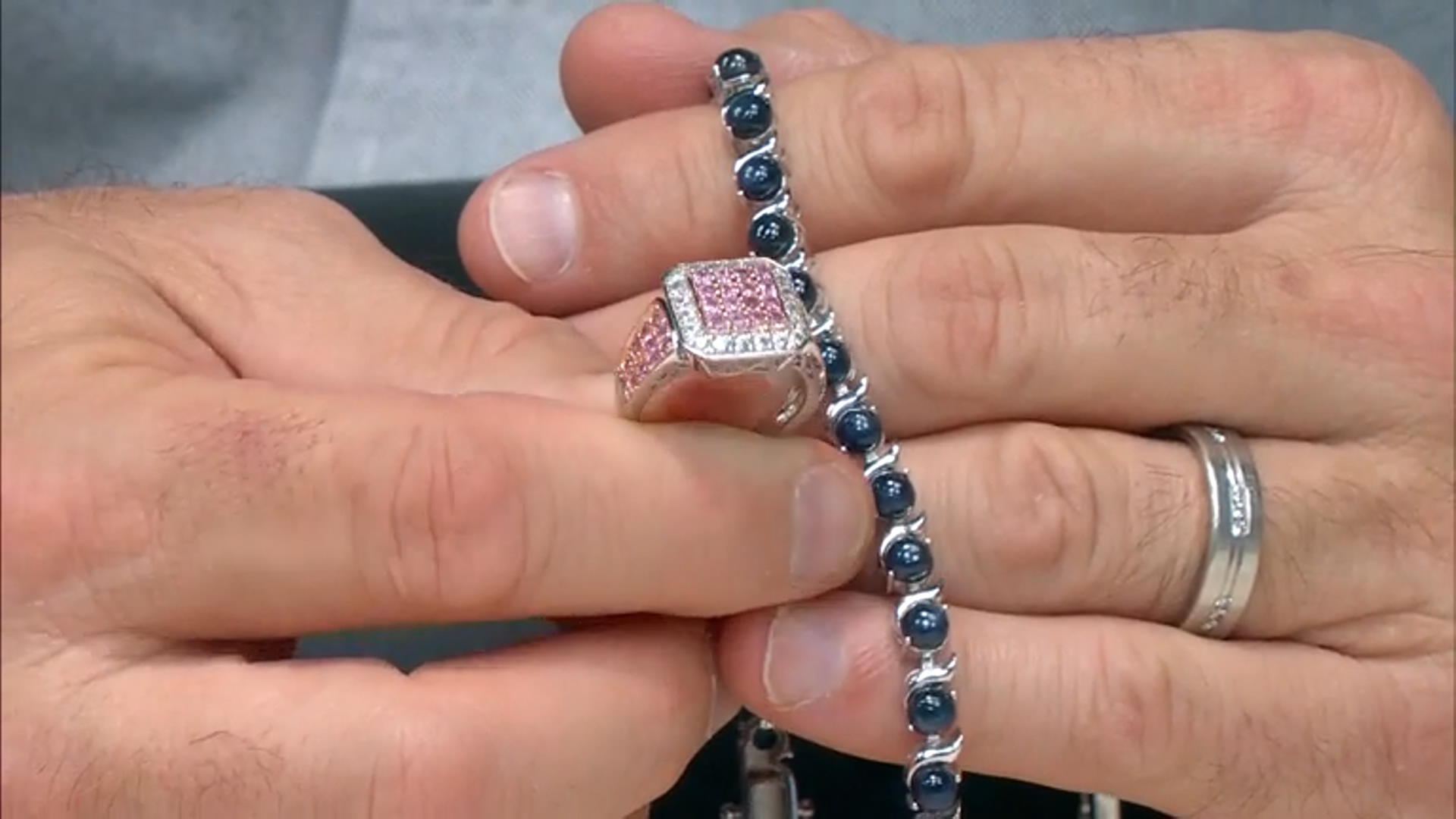 Pink Sapphire Rhodium and 18k Rose Gold Over Sterling Silver Ring 2.15ctw Video Thumbnail