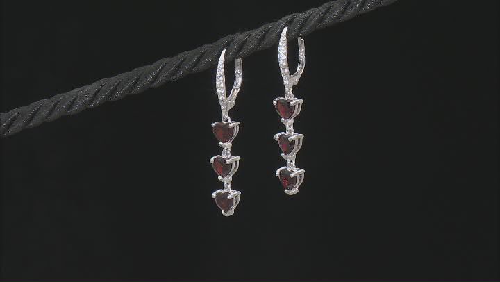 Red Garnet Rhodium Over Sterling Silver Dangle Earrings .53ctw Video Thumbnail