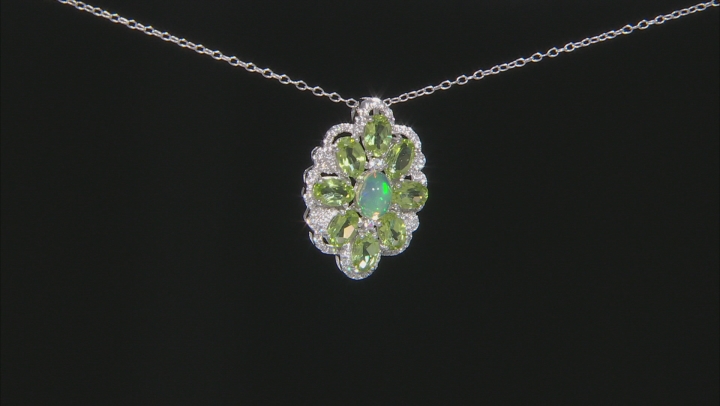 Ethiopian Opal Sterling Silver Pendant With Chain 3.79ctw
