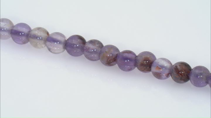 Cacoxenite in Amethyst Appx 8mm Round Large Hole Bead Strand Appx 7-8" Length Video Thumbnail