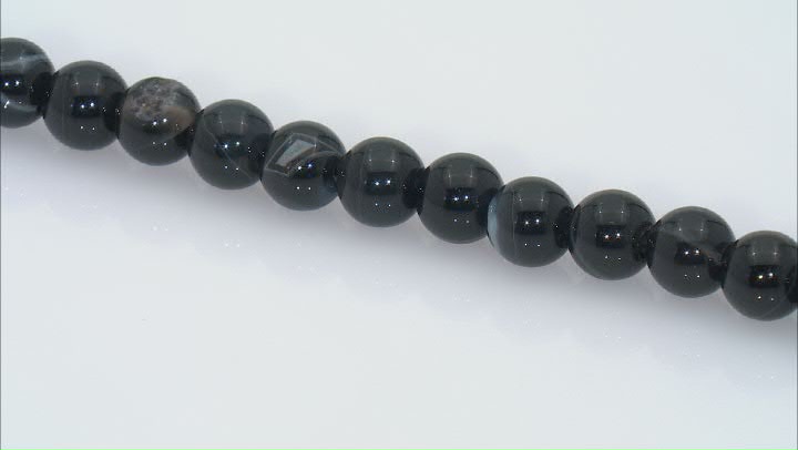 Onyx Appx 8mm Round Large Hole Bead Strand Appx 8" Length Video Thumbnail