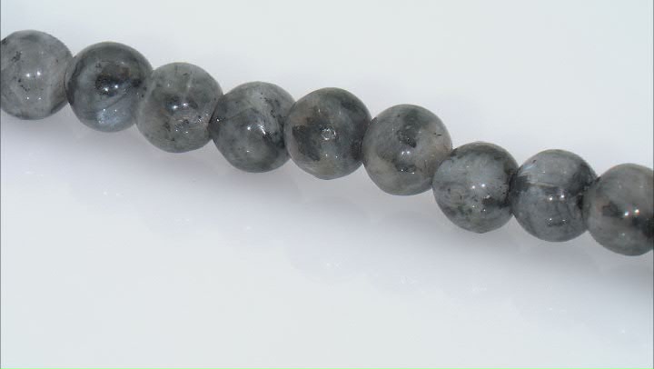 Larvikite Appx 8mm Round Large Hole Bead Strand Appx 7-8" Length Video Thumbnail