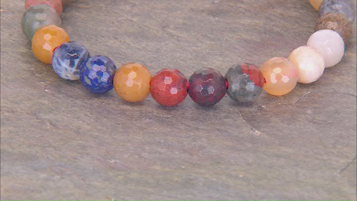 Multi-Stone Appx 8mm Faceted Round Large Hole appx 1.5mm Bead Strand Appx 8" Length Video Thumbnail
