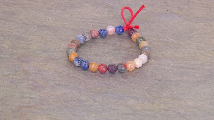 Multi-Stone Appx 8mm Faceted Round Large Hole appx 1.5mm Bead Strand Appx 8" Length Video Thumbnail