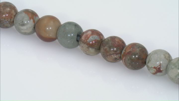 Rocky Butte Jasper Appx 10mm Round Large Hole Bead Strand Appx 7-8" Length Video Thumbnail