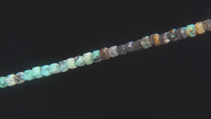 Banded Turquoise Faceted appx 2mm Cube Shape Bead Strand appx 15-16" Video Thumbnail