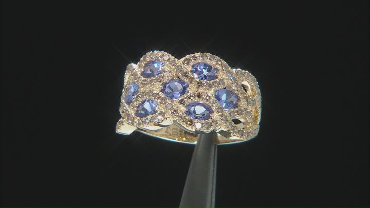 Blue Tanzanite With Candlelight Diamonds™ 10K Yellow Gold Ring 2.09ctw Video Thumbnail