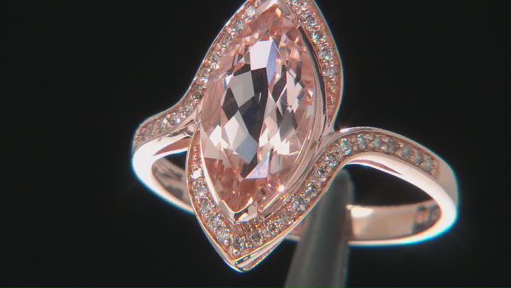 Pink Morganite with Champagne Diamonds 14K Rose Gold Ring 2.42ctw Video Thumbnail
