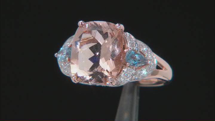 Peach Cor-de-Rosa Morganite(TM) 10k Rose Gold Ring 4.38ctw Video Thumbnail