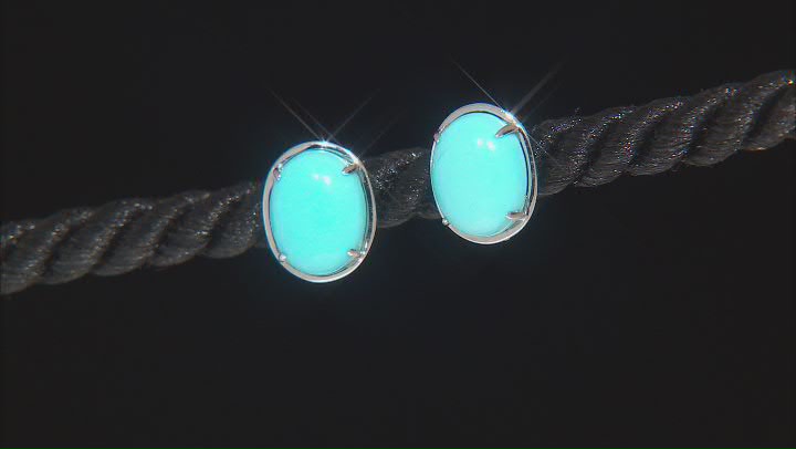 Blue Sleeping Beauty Turquoise Rhodium Over 14k White Gold Earrings Video Thumbnail