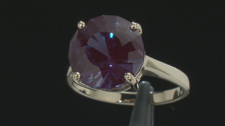Blue Lab Created Alexandrite 10k Yellow Gold Solitaire Ring 7.00ct Video Thumbnail