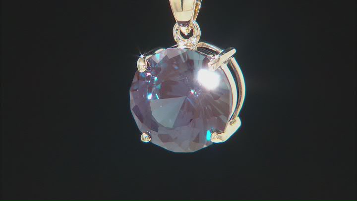 Blue Lab Created Alexandrite 10k Yellow Gold Solitaire Pendant With Chain 7.00ct Video Thumbnail