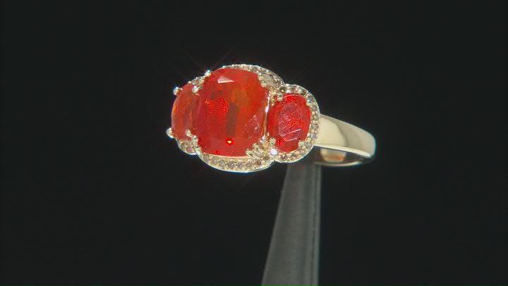 Orange Mexican Fire Opal 14K Yellow Gold Ring  1.68ctw Video Thumbnail