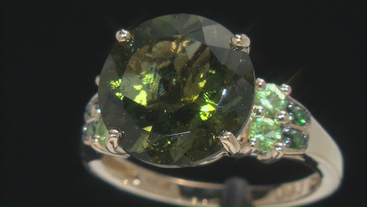 Green Moldavite 10K Yellow Gold Ring 4.91ctw Video Thumbnail