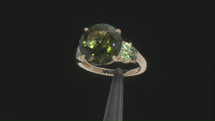 Green Moldavite 10K Yellow Gold Ring 4.91ctw Video Thumbnail