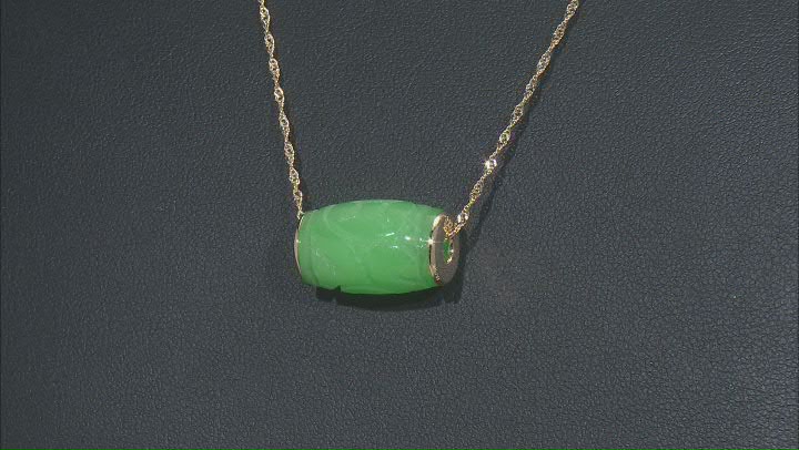 Green Jadeite 10K Yellow Gold Pendant With Chain Video Thumbnail