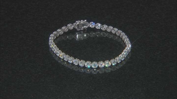 White Cubic Zirconia Rhodium Over Sterling Silver Tennis Bracelet 16.09ctw Video Thumbnail