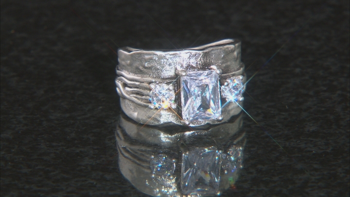 White Cubic Zirconia Rhodium Over Sterling Silver Ring 3.06ctw Video Thumbnail