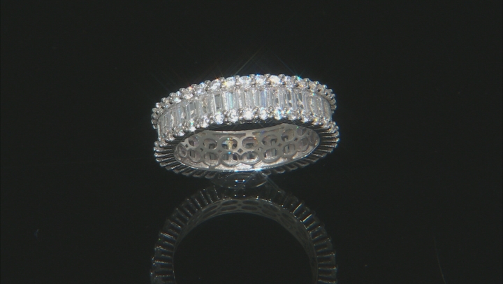 White Cubic Zirconia Rhodium Over Sterling Silver Band Ring 4.46ctw Video Thumbnail
