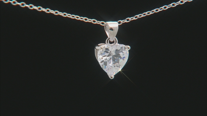 White Cubic Zirconia Rhodium Over Sterling Heart Earrings, Ring, And Pendant With Chain 10.44ctw Video Thumbnail