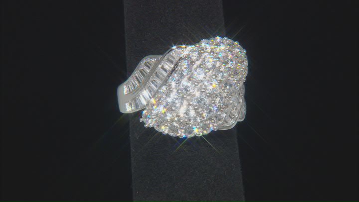 White Cubic Zirconia Rhodium Over Sterling Silver Ring 4.85ctw Video Thumbnail