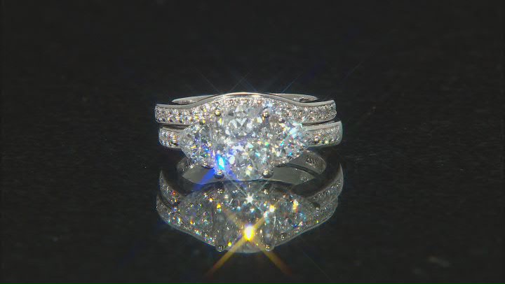 White Cubic Zirconia Platinum Over Sterling Ring With Band 4.03ctw Video Thumbnail