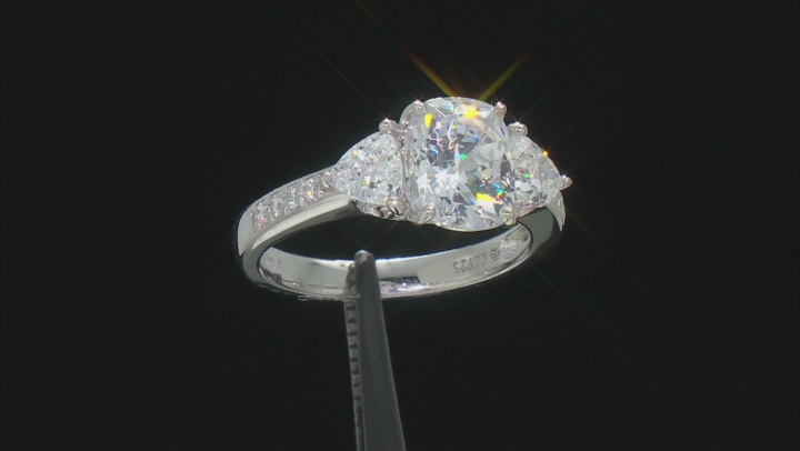 White Cubic Zirconia Platinum Over Sterling Ring With Band 4.03ctw Video Thumbnail