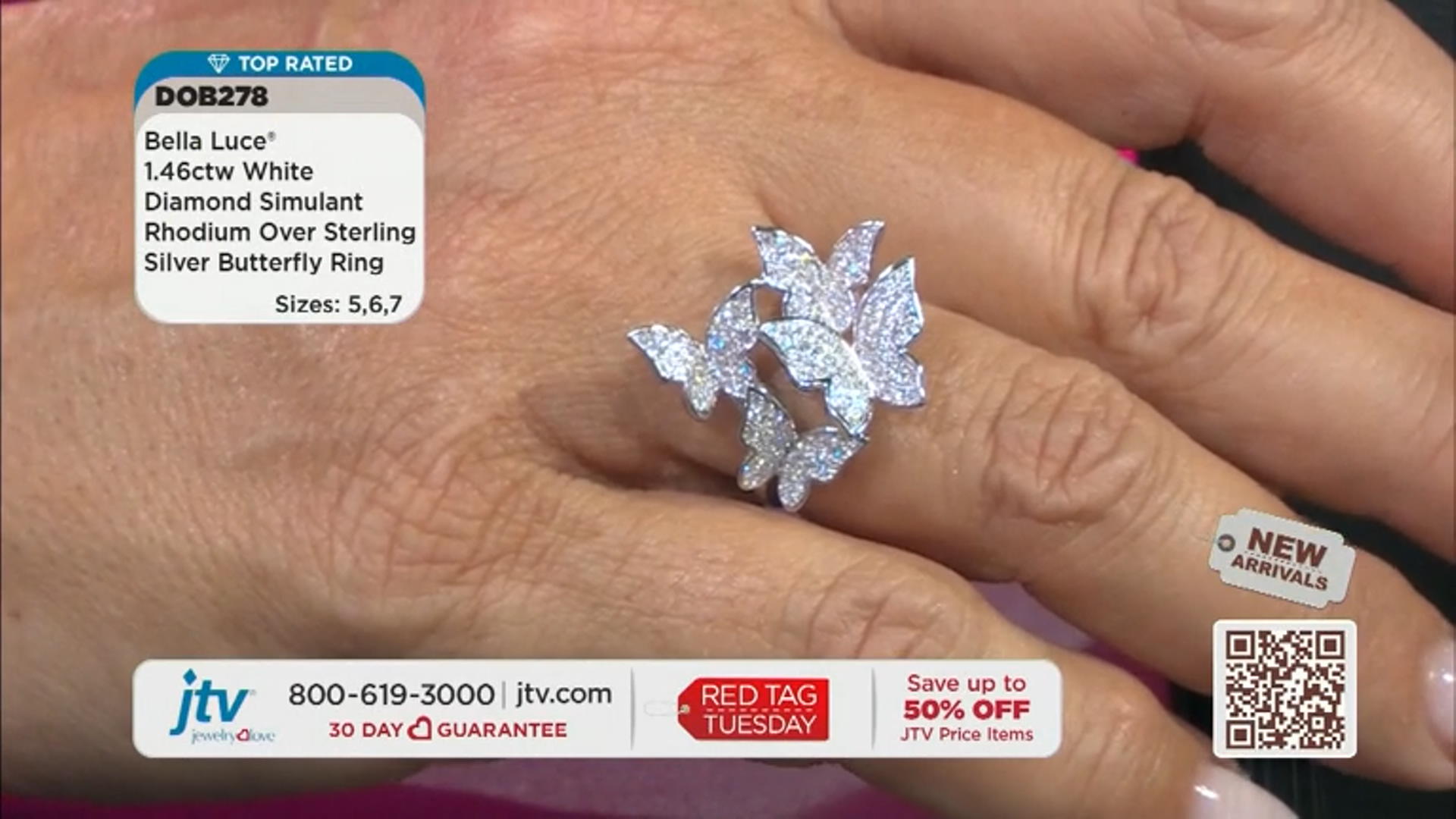 White Cubic Zirconia Rhodium Over Sterling Silver Butterfly Ring 1.46ctw Video Thumbnail