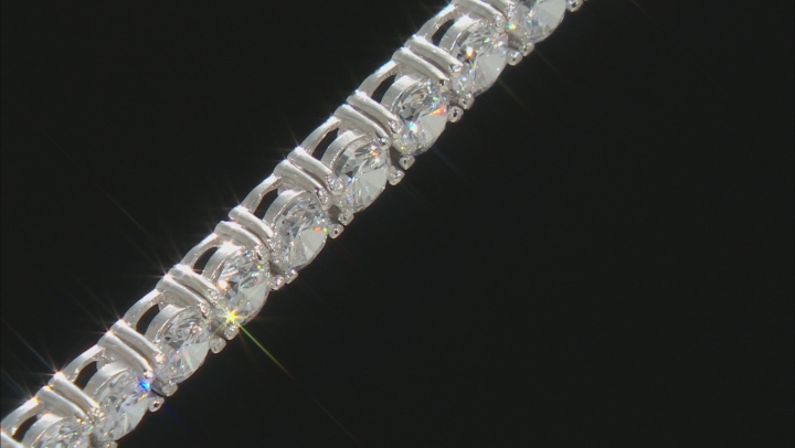 White Cubic Zirconia Rhodium Over Sterling Silver Anklet 14.04ctw Video Thumbnail