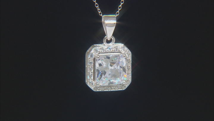 Cubic Zirconia Rhodium Over Sterling Silver Pendant With Chain 4.42ctw Video Thumbnail