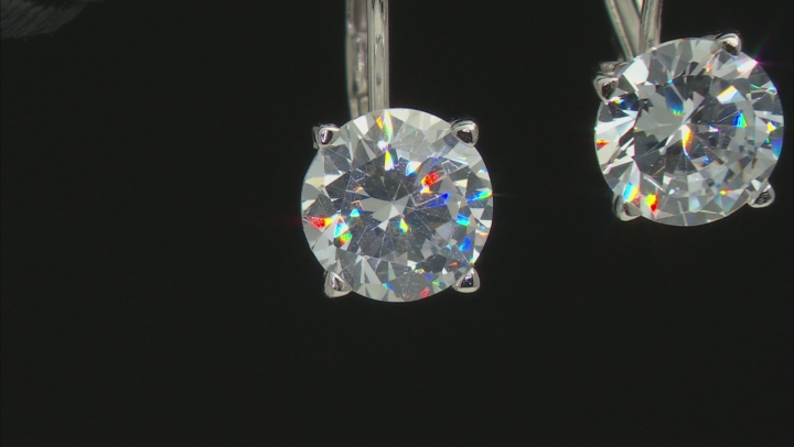 White Cubic Zirconia Rhodium Over Sterling Silver Earrings 7.40ctw Video Thumbnail