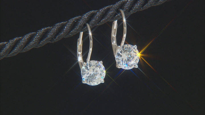 White Cubic Zirconia Rhodium Over Sterling Silver Earrings 7.40ctw Video Thumbnail