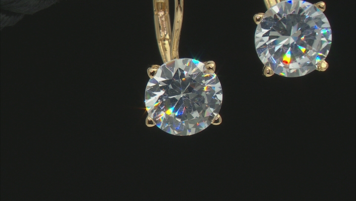 White Cubic Zirconia 18k Yellow Gold Over Sterling Silver Earrings 7.40ctw Video Thumbnail