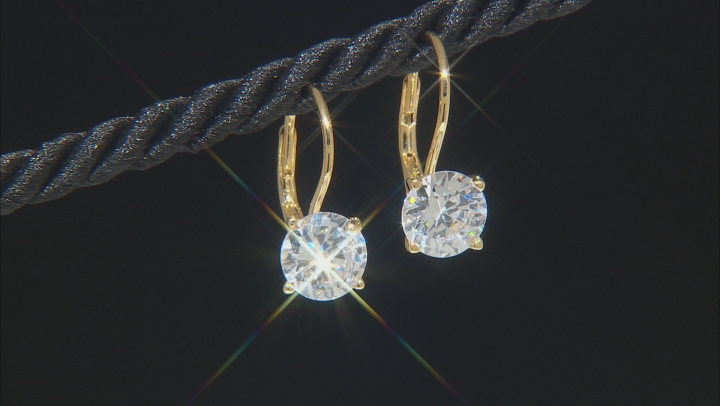 White Cubic Zirconia 18k Yellow Gold Over Sterling Silver Earrings 7.40ctw Video Thumbnail