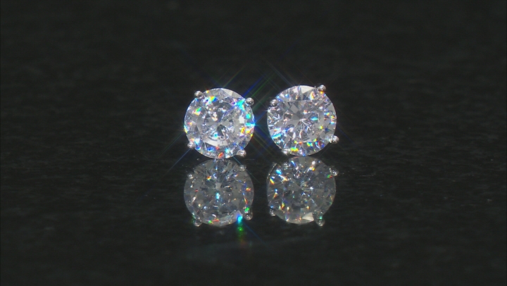 Asscher Cut White Cubic Zirconia Rhodium Over Sterling Silver Earrings- Set of 2 4.25ctw Video Thumbnail