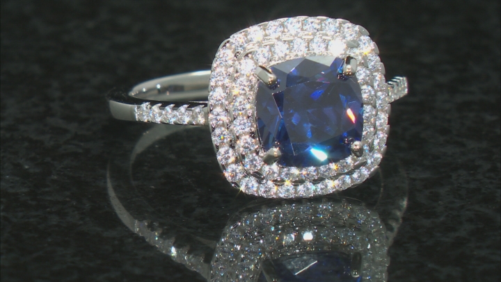 Blue And White Cubic Zirconia Rhodium Over Sterling Silver Ring 3.00ctw Video Thumbnail
