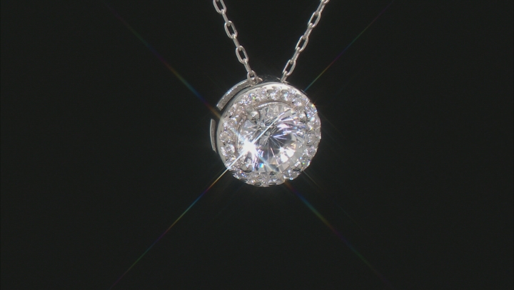 White Cubic Zirconia Rhodium Over Sterling Silver Earrings And Pendant With Chain 3.72ctw Video Thumbnail