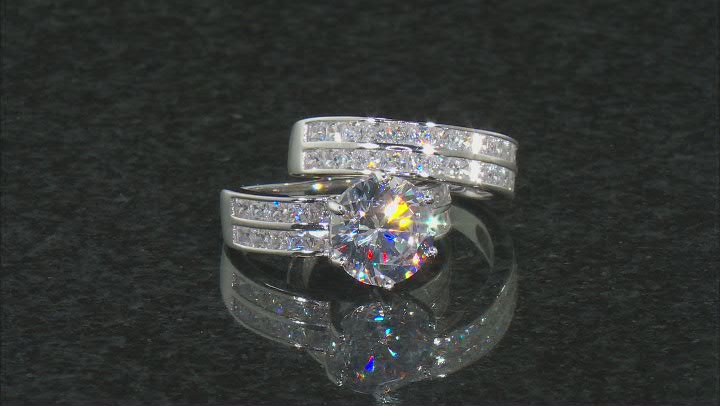 White Cubic Zirconia Rhodium Over Sterling Silver Ring With Band 9.25ctw Video Thumbnail
