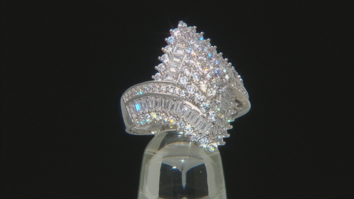 White Cubic Zirconia Rhodium Over Sterling Silver Ring 3.92ctw Video Thumbnail