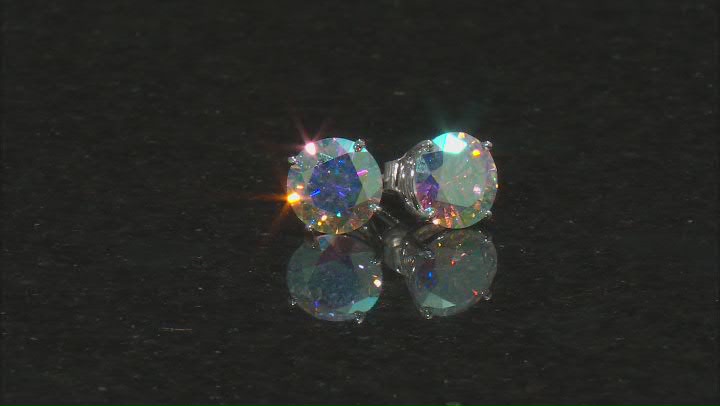 Aurora Borealis Cubic Zirconia Rhodium Over Sterling Silver Earrings 4.80ctw Video Thumbnail
