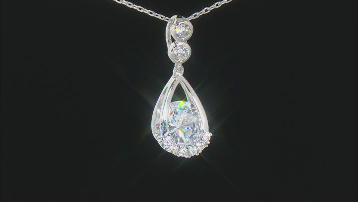 White Cubic Zirconia Rhodium Over Sterling Silver Pendant With Chain 4.30ctw Video Thumbnail