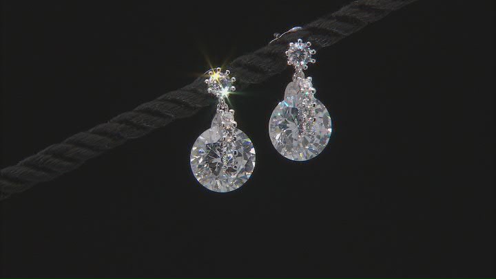White Cubic Zirconia Rhodium Over Sterling Silver Earrings 8.26ctw Video Thumbnail